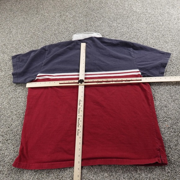 Old Navy Rugby Shirt Mens 2XL Blue Red Colorblock Polo Short Sleeve Preppy Y2K - Picture 6 of 9